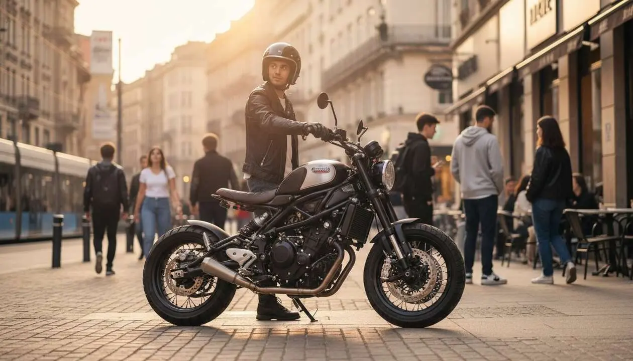  Benelli Leoncino Bobber 400 custom dise&ntilde;ada para la generaci&oacute;n Z con estilo moderno y tecnolog&iacute;a avanzada &mdash; Imagen generada por IA 