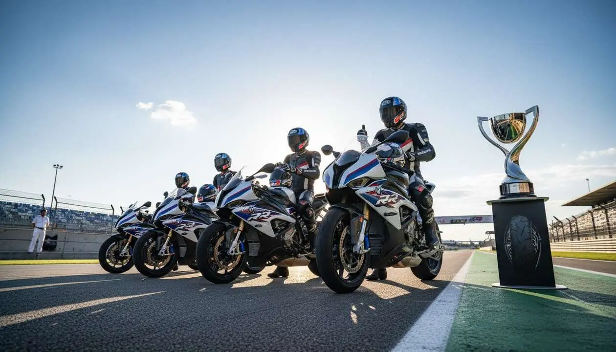  Motocicleta BMW S 1000 RR en acci&oacute;n en la nueva copa para debutantes a solo 375 euros &mdash; Imagen generada por IA 