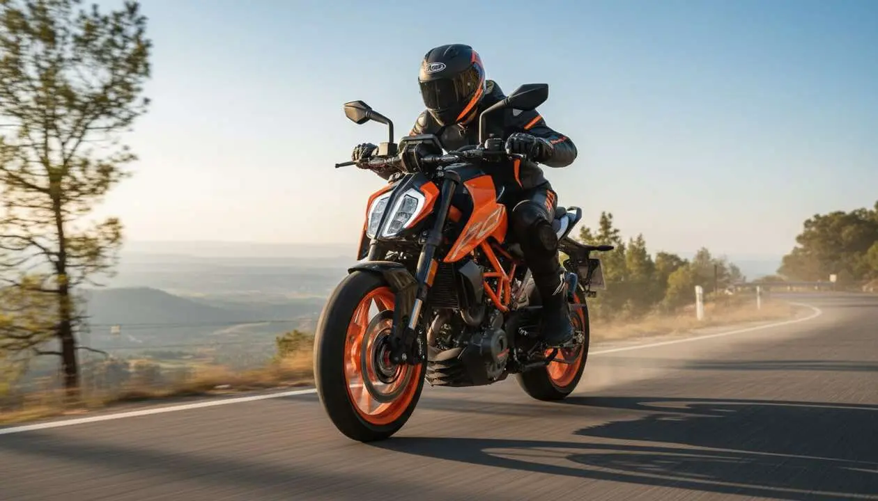  KTM 125 Duke 2026 mostrando dise&ntilde;o actualizado y caracter&iacute;sticas innovadoras para la moto del a&ntilde;o &mdash; Imagen generada por IA 