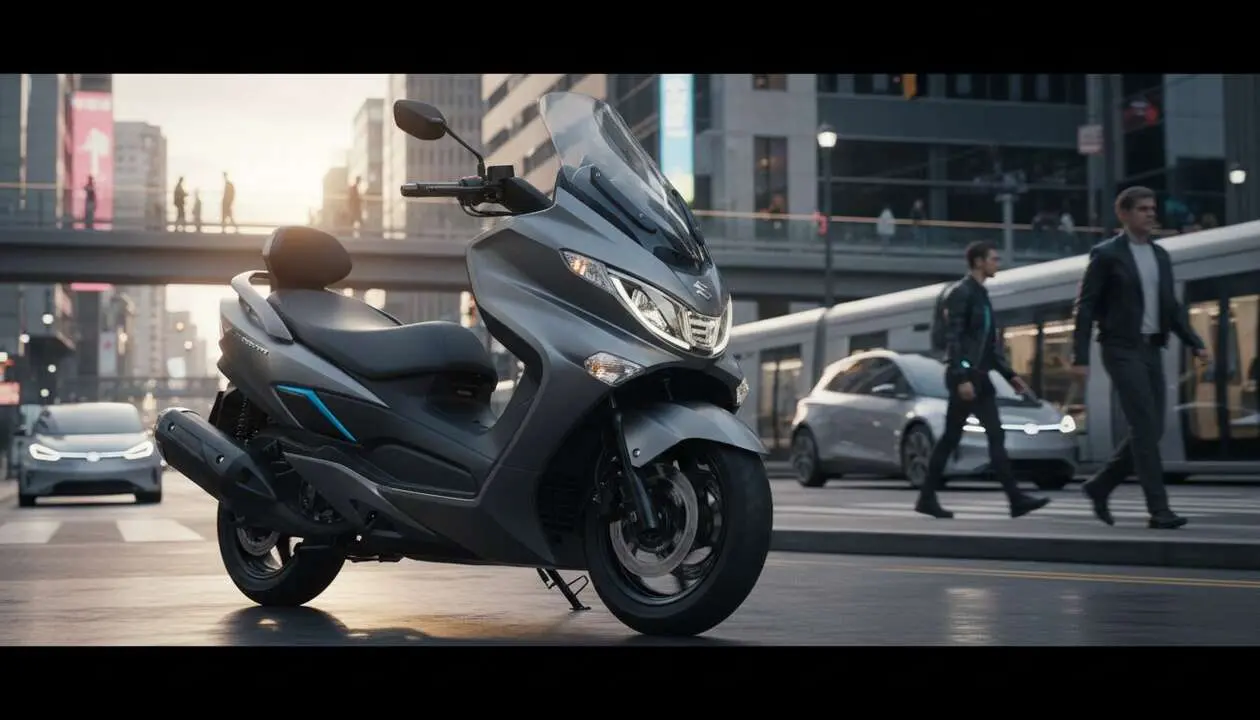  Suzuki Burgman 400 2026 destacada en ciudad como la scooter urbana preferida por su dise&ntilde;o y rendimiento superior &mdash; Imagen generada por IA 
