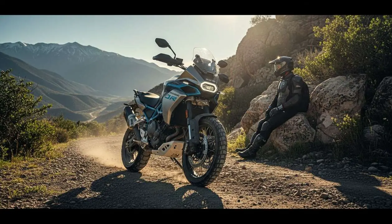  Moto Morini Alltrhike 450 2026 en acci&oacute;n, la trail innovadora que revoluciona el motociclismo off-road &mdash; Imagen generada por IA 