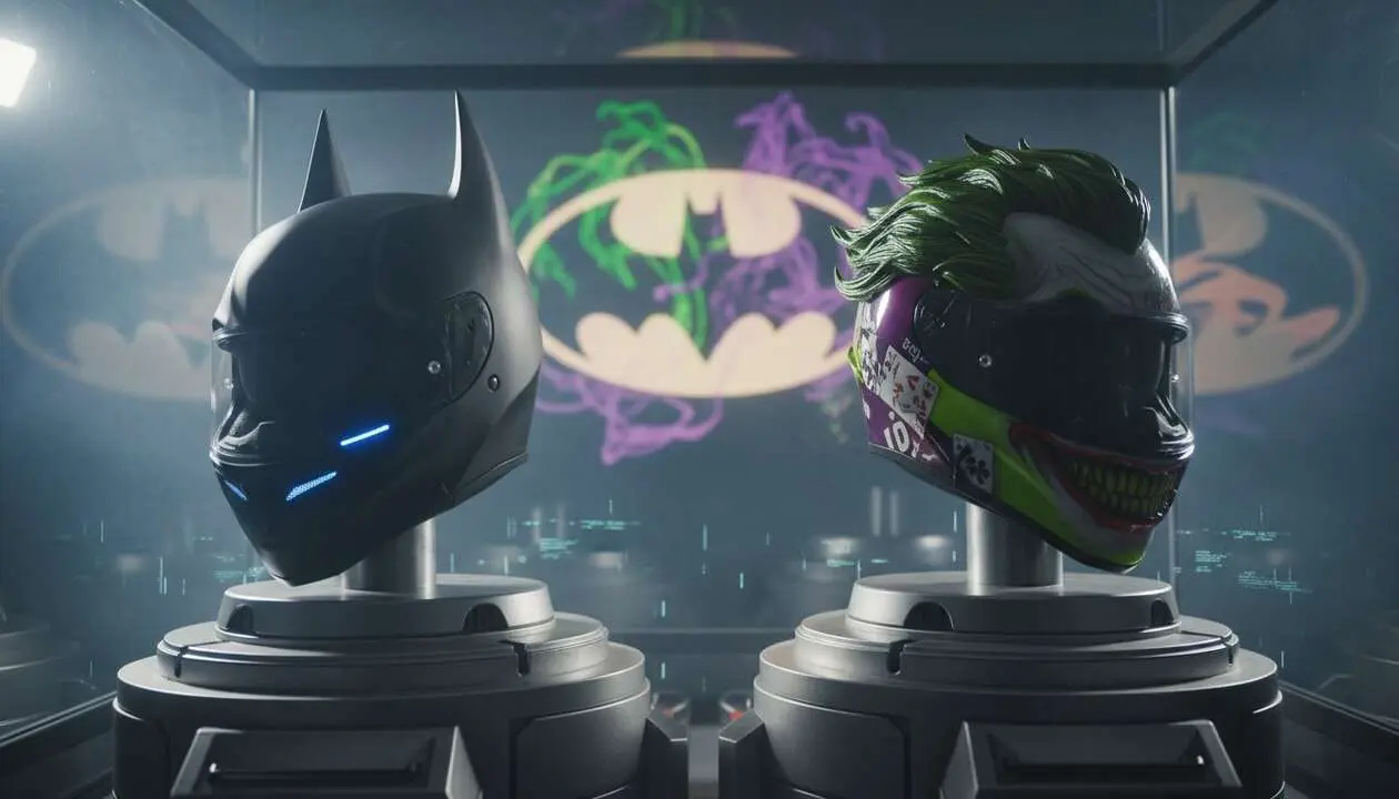  Cascos Ruroc edici&oacute;n limitada DC 2026 con dise&ntilde;os impactantes de Batman y Joker para motoristas fans de los c&oacute;mics &mdash; Imagen generada por IA 