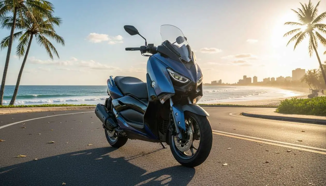  Yamaha XMax 300 2026 destacando su dise&ntilde;o moderno y caracter&iacute;sticas con precios actualizados &mdash; Imagen generada por IA 