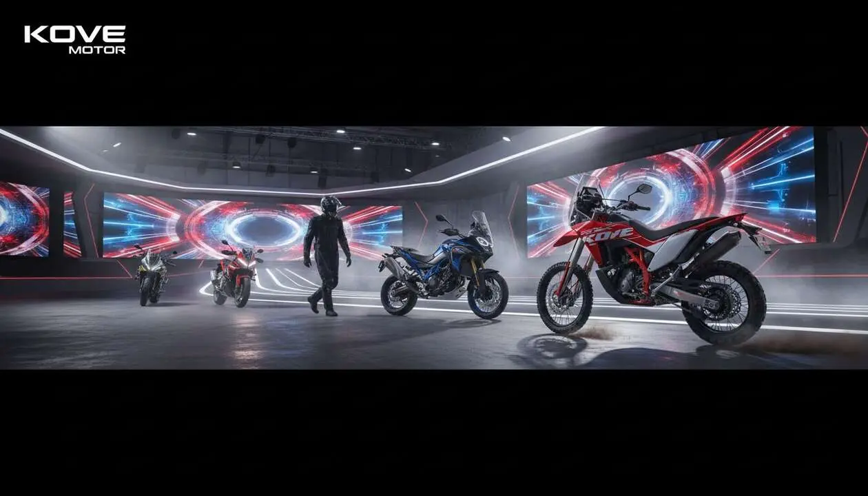  Motos Kove Motor 2026 en acci&oacute;n mostrando dise&ntilde;o innovador que compite con KTM en el mercado global &mdash; Imagen generada por IA 