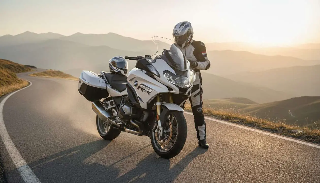  BMW R 1300 RT 2026 destacada en carretera mostrando su dise&ntilde;o innovador y capacidad para viajes deportivos largos &mdash; Imagen generada por IA 