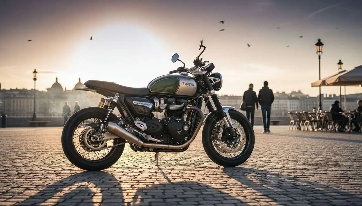  Triumph Speed Twin 1200 Cafe Racer Edition mostrando su dise&ntilde;o exclusivo y potente rendimiento en carretera &mdash; Imagen generada por IA 