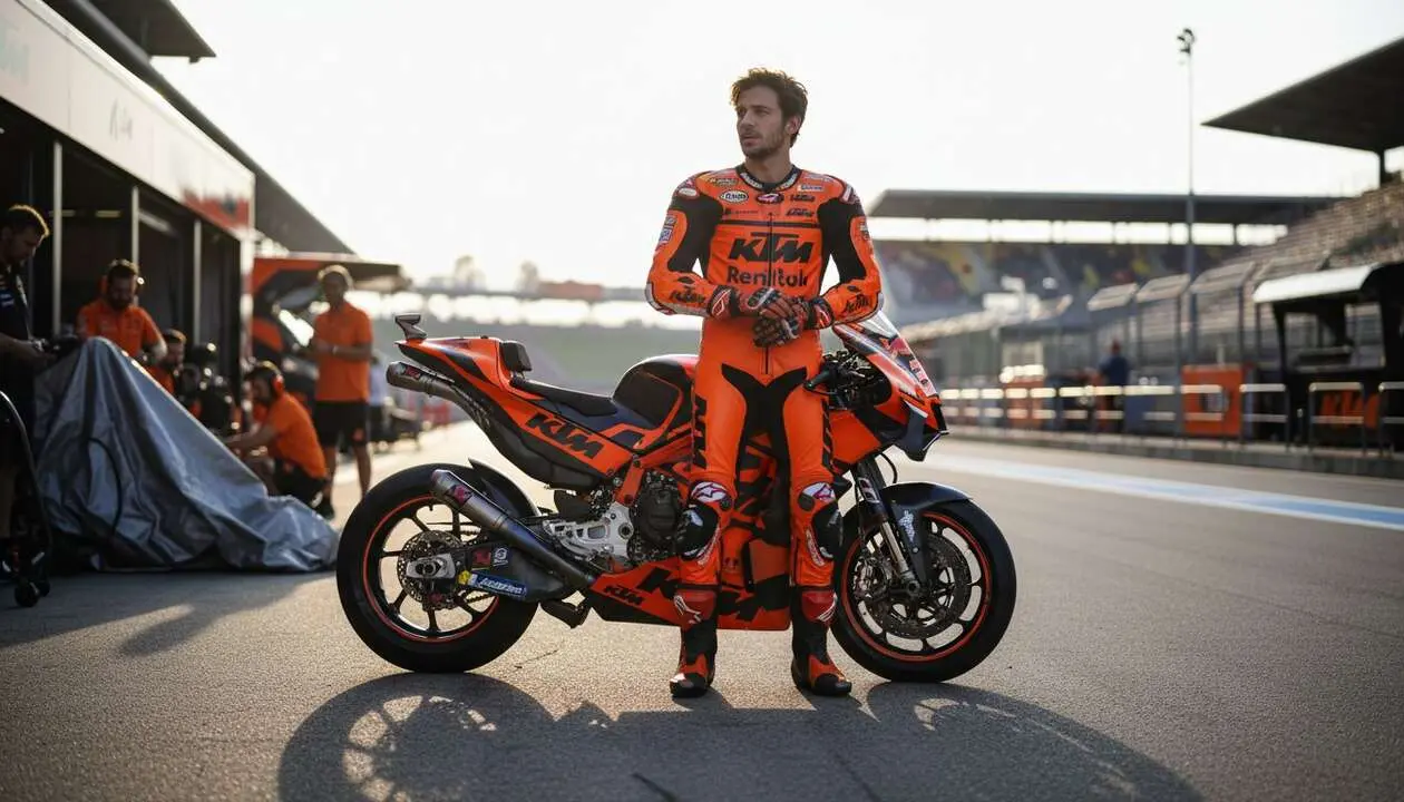  Maverick Vi&ntilde;ales en KTM MotoGP 2026 mostrando su futuro incierto y declaraciones importantes sobre su carrera &mdash; Imagen generada por IA 