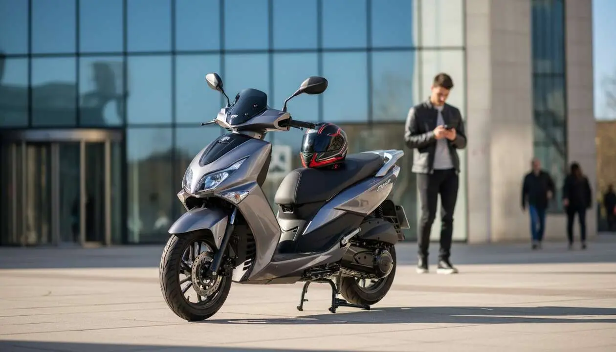  SYM Symphony SR 125 en color rojo mostrando su dise&ntilde;o moderno y tecnolog&iacute;a avanzada por 2599 euros &mdash; Imagen generada por IA 