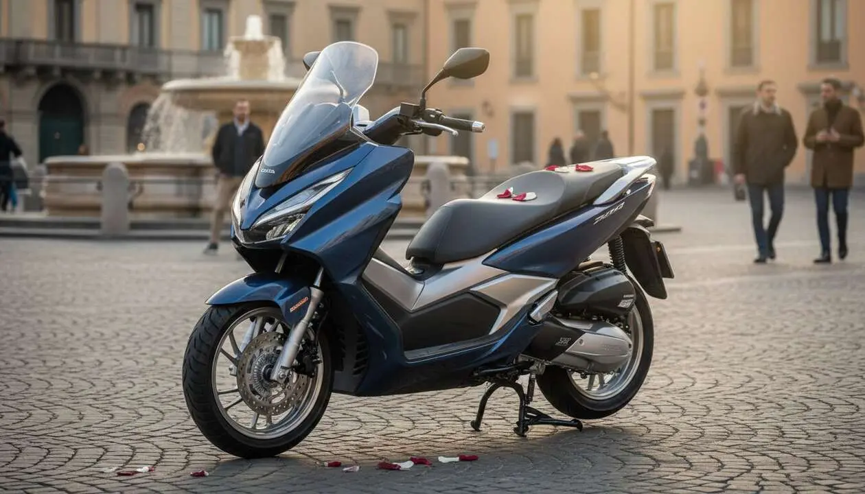  Honda Forza 125 MY 2026 scooter de lujo con dise&ntilde;o japon&eacute;s y fabricaci&oacute;n italiana de alta calidad &mdash; Imagen generada por IA 