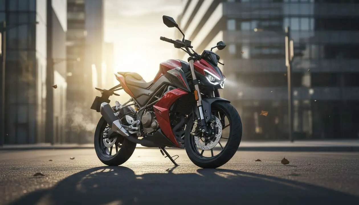  Keeway RKF 125 2026 en color rojo con dise&ntilde;o moderno y caracter&iacute;sticas t&eacute;cnicas sorprendentes para motociclismo urbano &mdash; Imagen generada por IA 