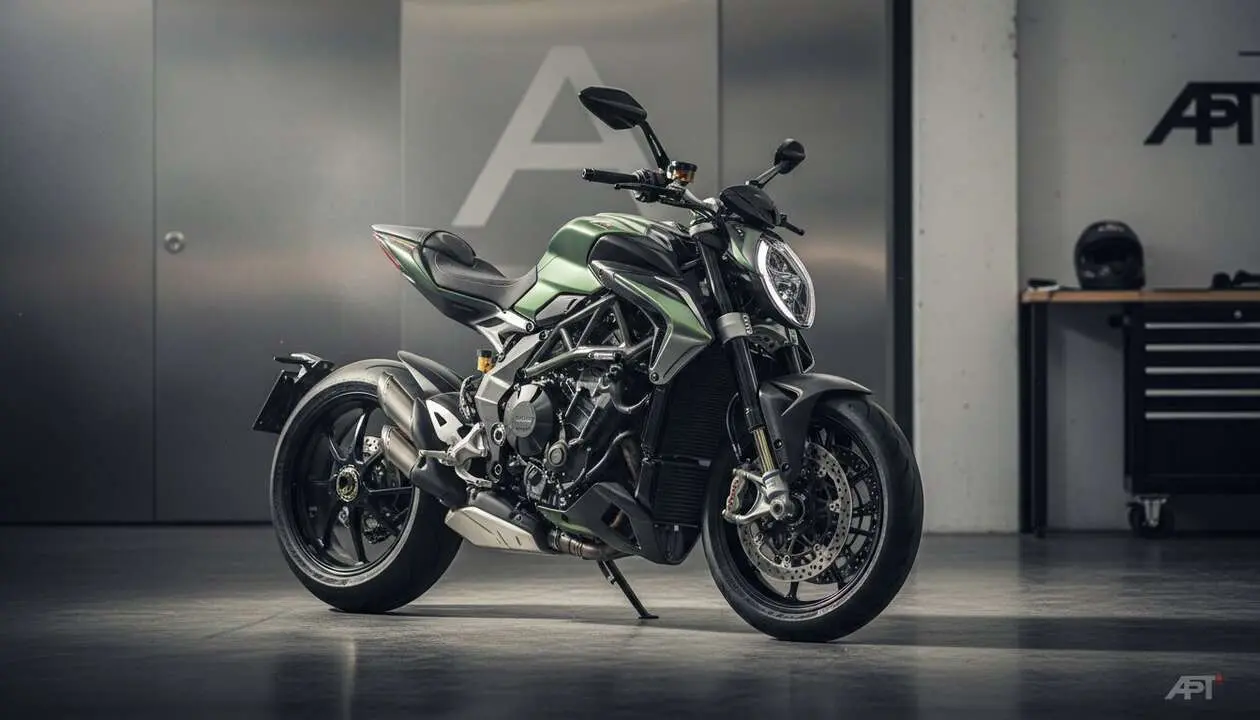  MV Agusta Brutale 1000 ABT destacando su dise&ntilde;o italiano y rendimiento con tecnolog&iacute;a alemana avanzada en motocicletas deportivas &mdash; Imagen generada por IA 
