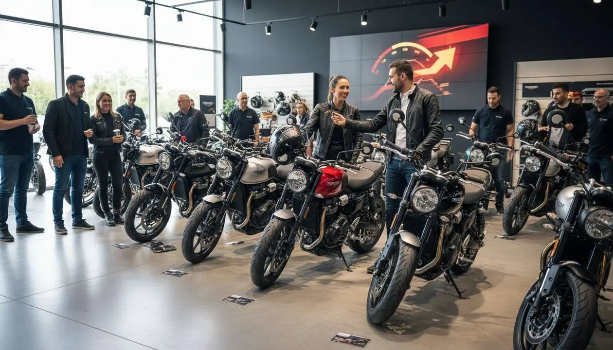  Motocicleta Triumph 400cc con dise&ntilde;o moderno y descuentos exclusivos en Espa&ntilde;a para acelerar ventas este a&ntilde;o &mdash; Imagen generada por IA 