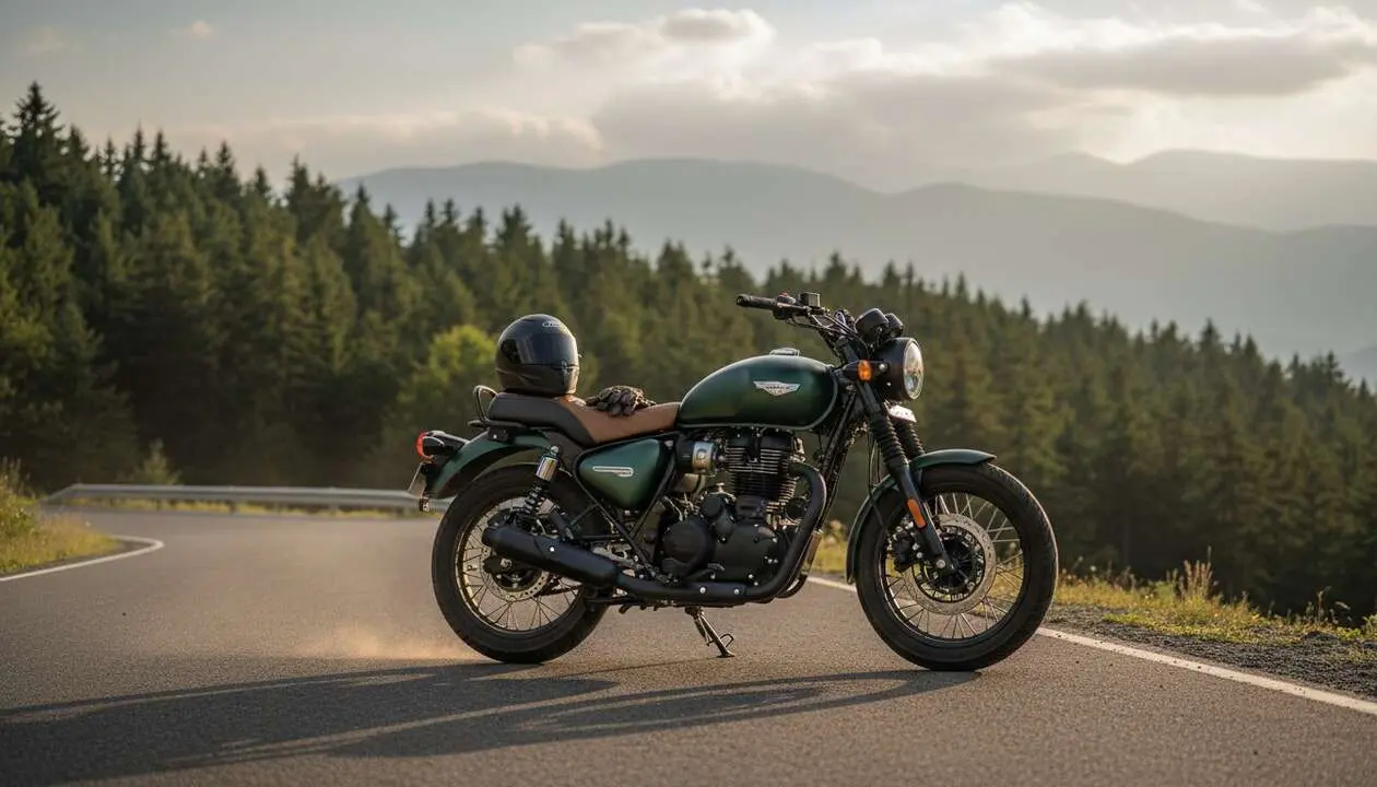  Nueva Royal Enfield Hunter 350 2027 en acci&oacute;n mostrando sus caracter&iacute;sticas y novedades clave para motociclistas &mdash; Imagen generada por IA 