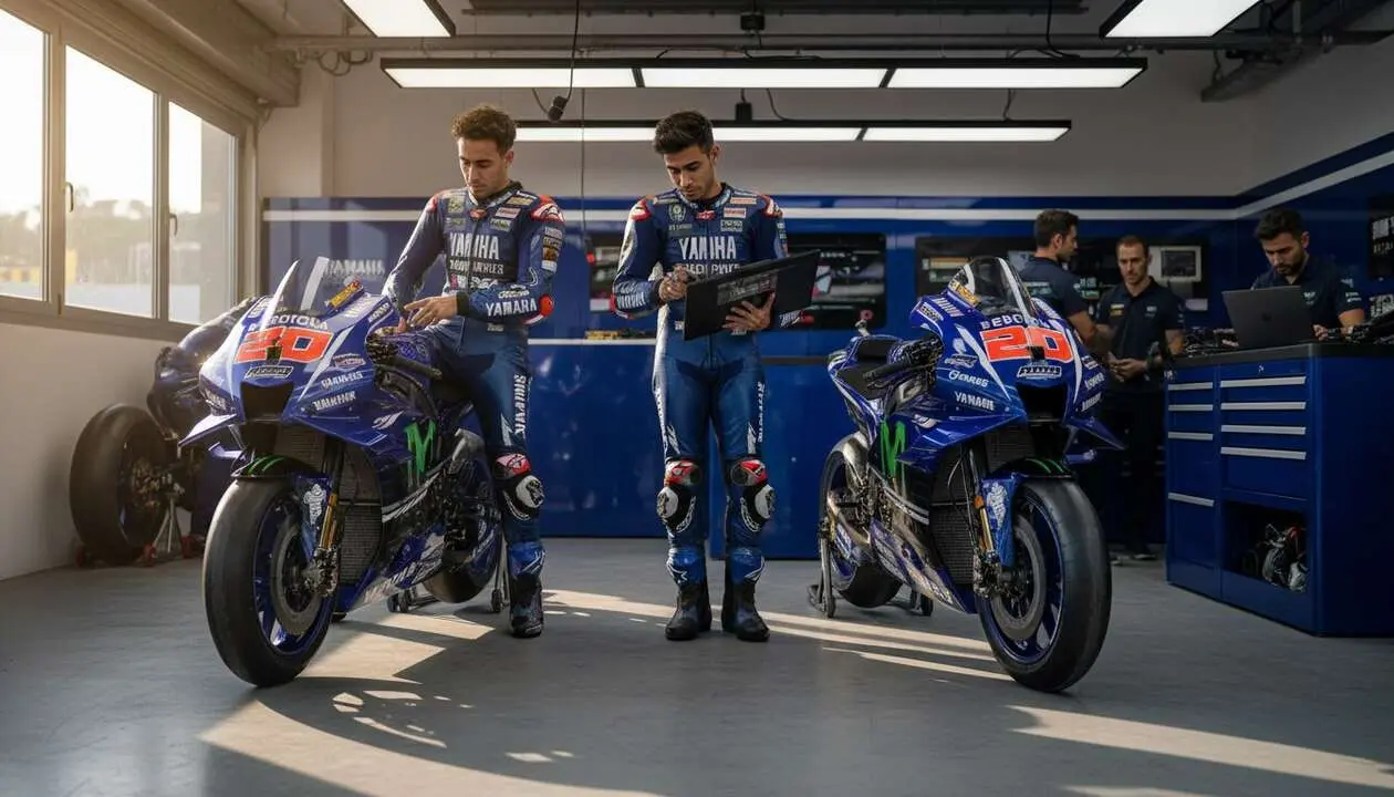  &Aacute;lex Rins y Quartararo analizan el rendimiento actual de Yamaha en MotoGP y su futuro competitivo &mdash; Imagen generada por IA 