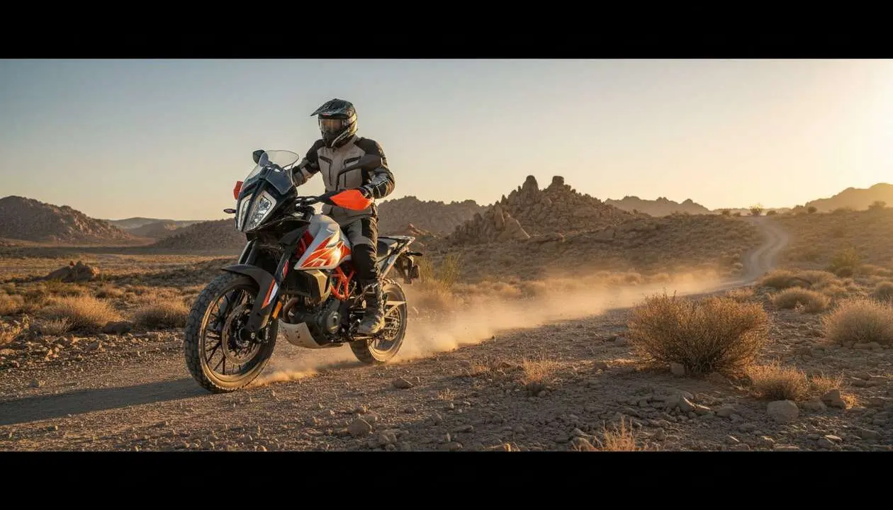  KTM 390 Adventure R 2026 destacada en ruta mostrando su potencia y dise&ntilde;o para aventuras extremas &mdash; Imagen generada por IA 