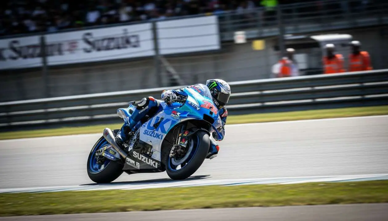  Suzuki sorprende en MotoGP 2024 con su rendimiento excepcional y estrategia innovadora en la competici&oacute;n mundial &mdash; Imagen generada por IA 