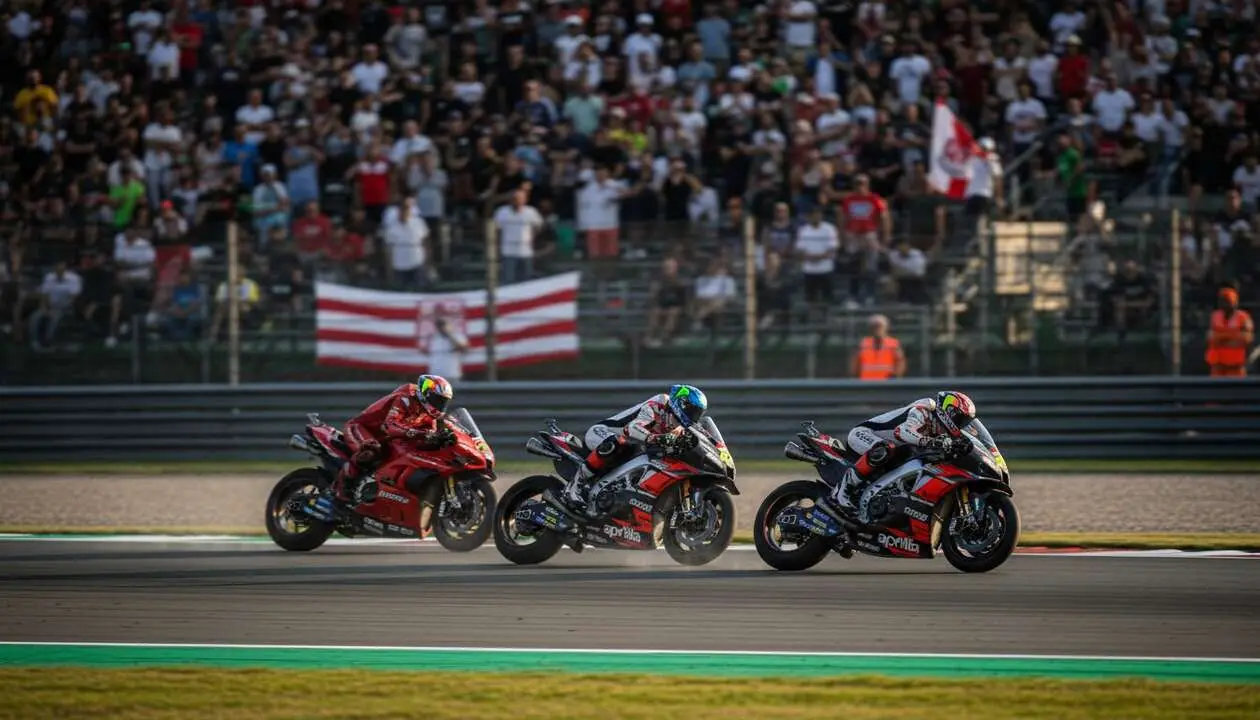  Aprilia sorprende rompiendo el dominio de Ducati en el Gran Premio de MotoGP en Mugello con una victoria inesperada &mdash; Imagen generada por IA 