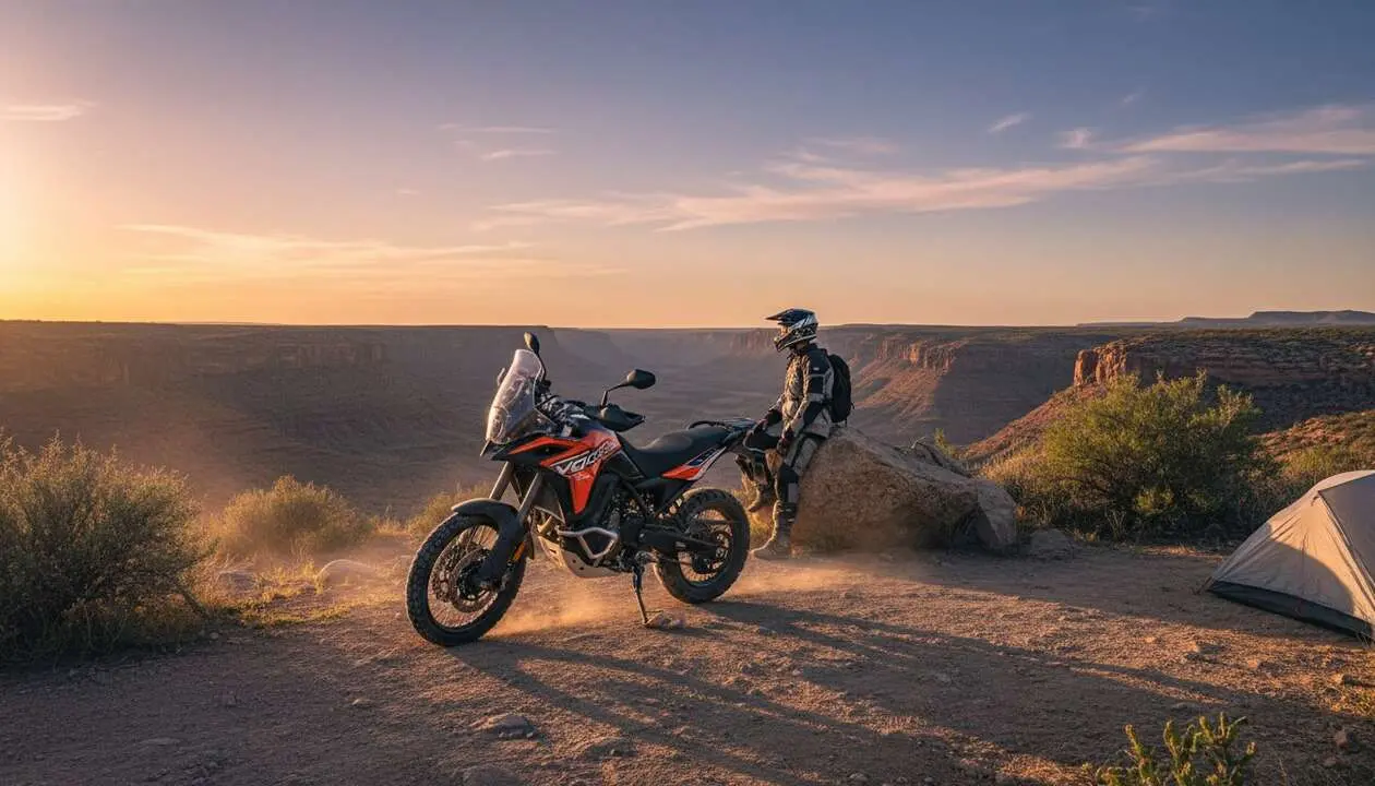 Motocicleta Voge 800 Rally en acci&oacute;n mostrando dise&ntilde;o y confort ideal para aventuras y viajes largos &mdash; Imagen generada por IA 