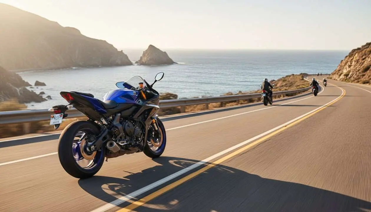  Yamaha R7 motocicleta deportiva revolucionaria con dise&ntilde;o agresivo y altas prestaciones para riders exigentes &mdash; Imagen generada por IA 