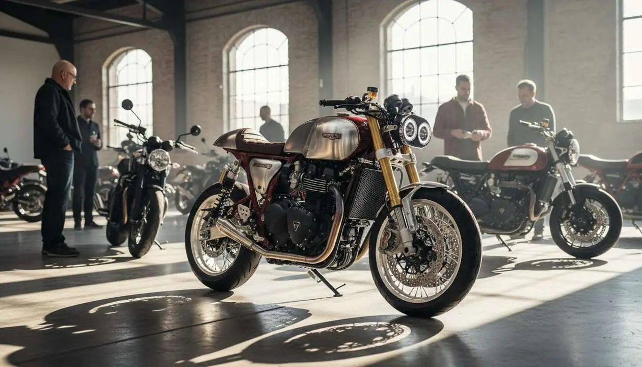  Morbidelli Neo Retro 1200 en exposici&oacute;n, rival directo de Triumph y Ducati en motocicletas cl&aacute;sicas modernas &mdash; Imagen generada por IA 