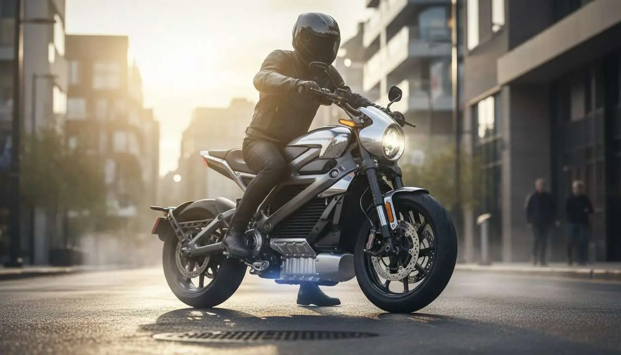  La nueva Harley Davidson el&eacute;ctrica en acci&oacute;n mostrando dise&ntilde;o innovador y tecnolog&iacute;a avanzada para motociclistas modernos &mdash; Imagen generada por IA 