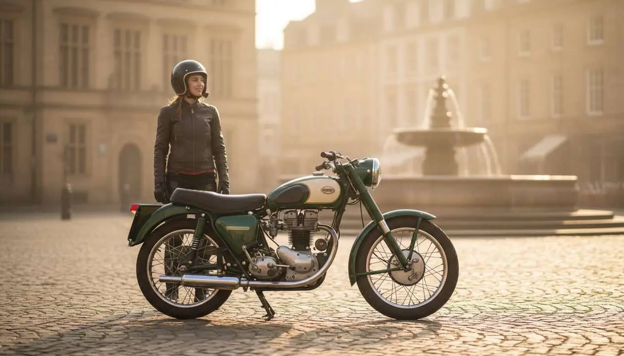  BSA Bantam 350 moto retro ideal para carnet A2 con dise&ntilde;o cl&aacute;sico y rendimiento eficiente &mdash; Imagen generada por IA 