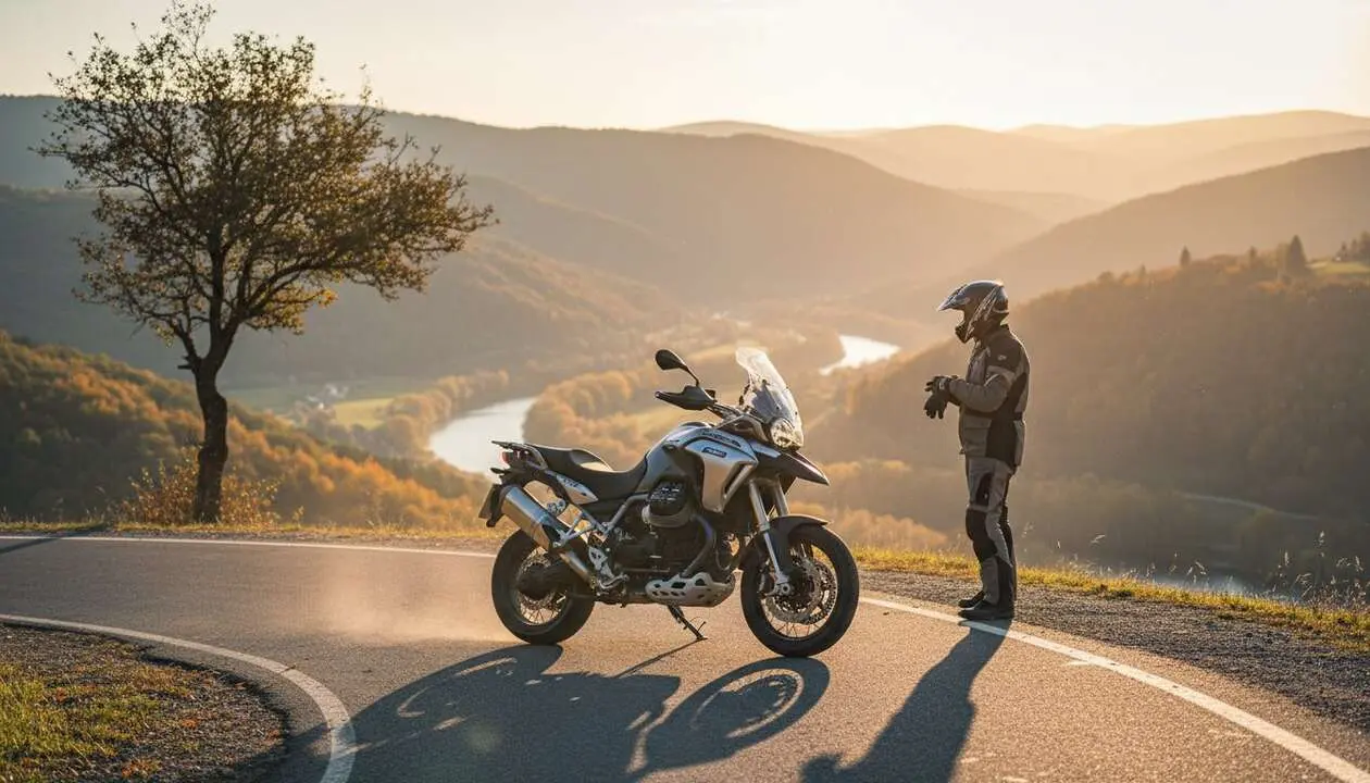  Moto Guzzi Stelvio con descuentos exclusivos de hasta 1.500 euros para amantes de las motos robustas y potentes &mdash; Imagen generada por IA 