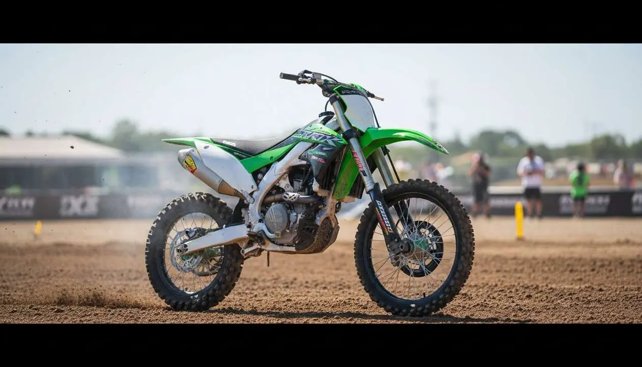  Kawasaki KX450 2026 en acci&oacute;n durante la prueba completa y an&aacute;lisis de sus secretos y mejoras principales &mdash; Imagen generada por IA 