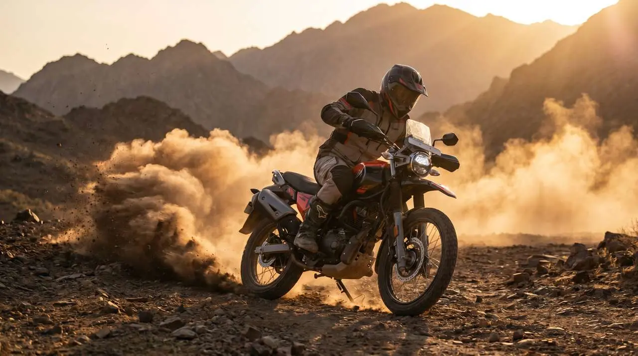  Moto Hero Xpulse 200 Pro en acci&oacute;n, la trail low cost que domina las rutas en 2026 con estilo y rendimiento &mdash; Imagen generada por IA 