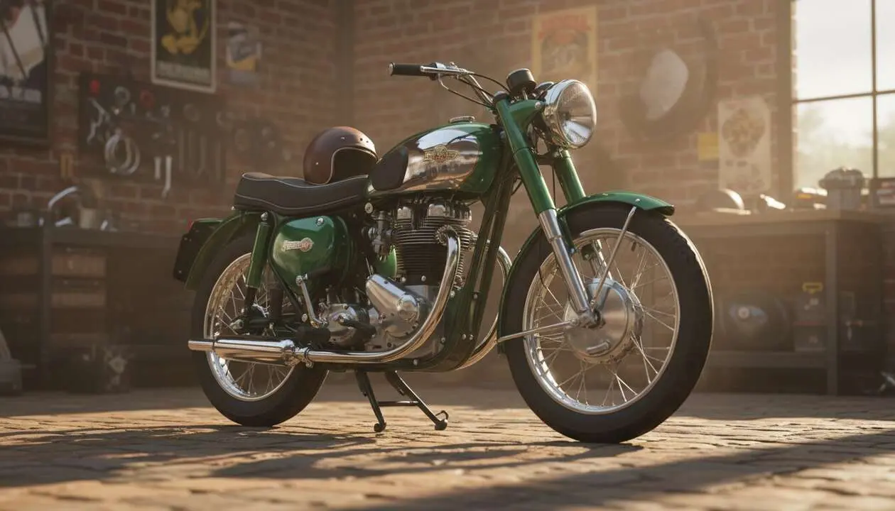  Moto cl&aacute;sica BSA en carretera vintage que representa la historia y legado de la ic&oacute;nica marca de motos brit&aacute;nica &mdash; Imagen generada por IA 