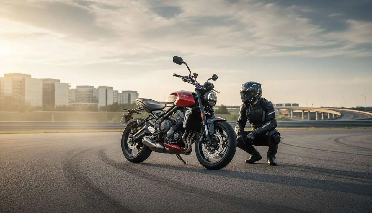  Triumph Trident 660 2026 destacada en carretera mostrando su potencia mejorada y dise&ntilde;o moderno &mdash; Imagen generada por IA 