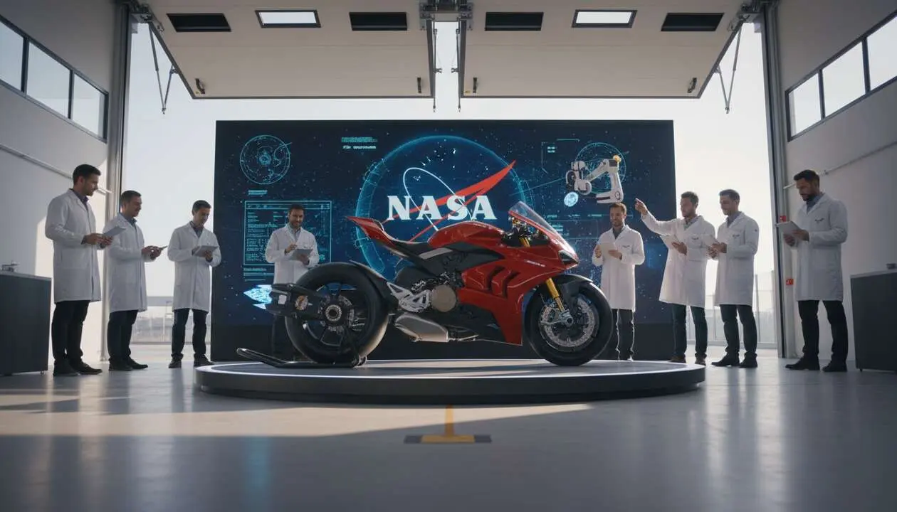  Moto Ducati en Italia con tecnolog&iacute;a innovadora revelada por la NASA que revolucion&oacute; el mundo del motor &mdash; Imagen generada por IA 