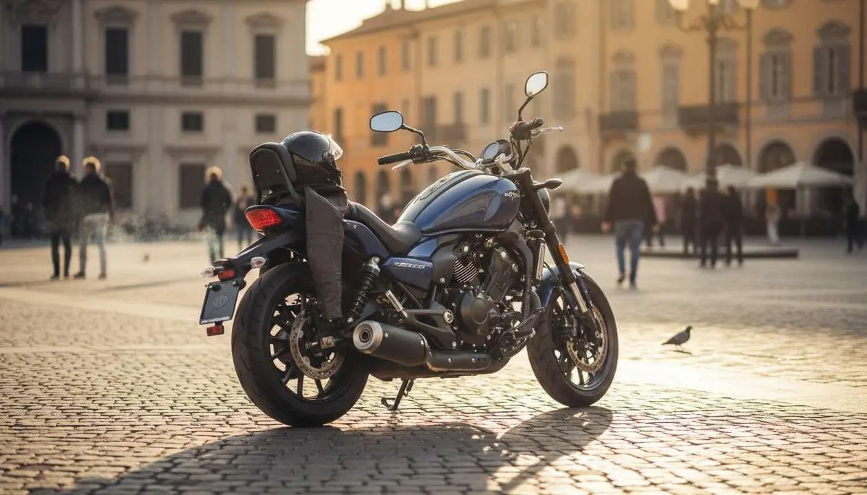  QJMOTOR SRV 600 V4 autom&aacute;tica en carretera, la cruiser que revoluciona el mercado de motos modernas &mdash; Imagen generada por IA 