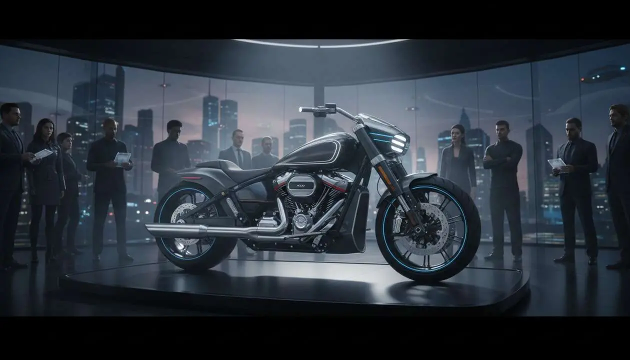  Harley Davidson Super Glide 2026 mostrando dise&ntilde;o cl&aacute;sico renovado con tecnolog&iacute;a avanzada y estilo legendario &mdash; Imagen generada por IA 