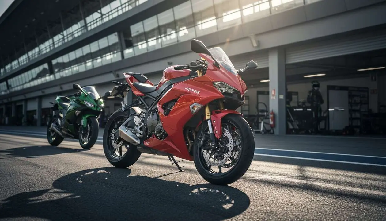  Kove 450RR deportiva de 4 cilindros con dise&ntilde;o moderno y potencia excepcional a mitad de precio Kawasaki &mdash; Imagen generada por IA 