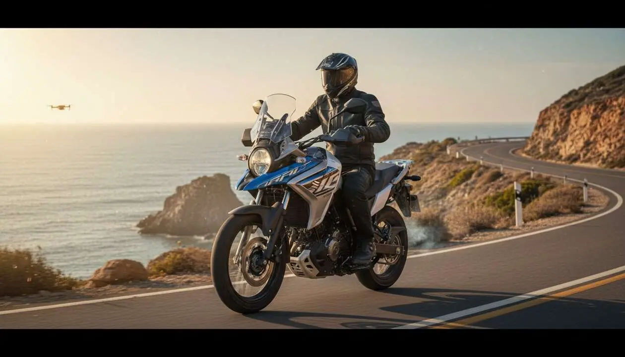  Suzuki V-Strom 250 2026 renovada, la moto A2 perfecta para principiantes que buscan estilo y rendimiento &mdash; Imagen generada por IA 