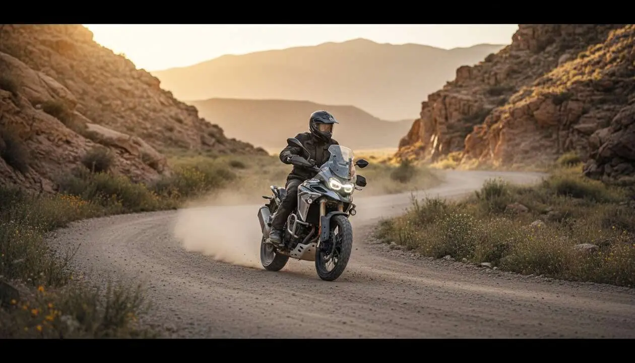  Zontes 703F ETC trail A2 con pu&ntilde;o electr&oacute;nico y tecnolog&iacute;a avanzada para pilotos principiantes y expertos &mdash; Imagen generada por IA 