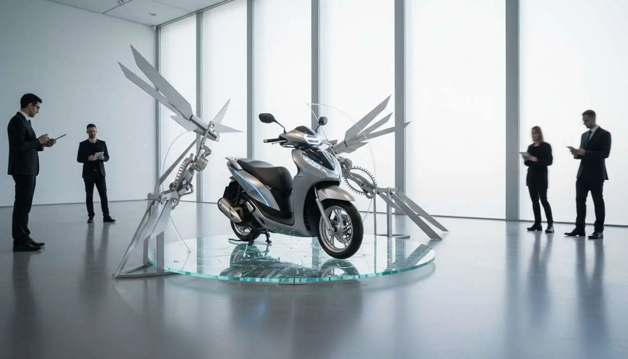  Honda SH125i celebrando 25 a&ntilde;os de dise&ntilde;o y tecnolog&iacute;a que reinventan el esc&uacute;ter como una obra de arte urbana &mdash; Imagen generada por IA 