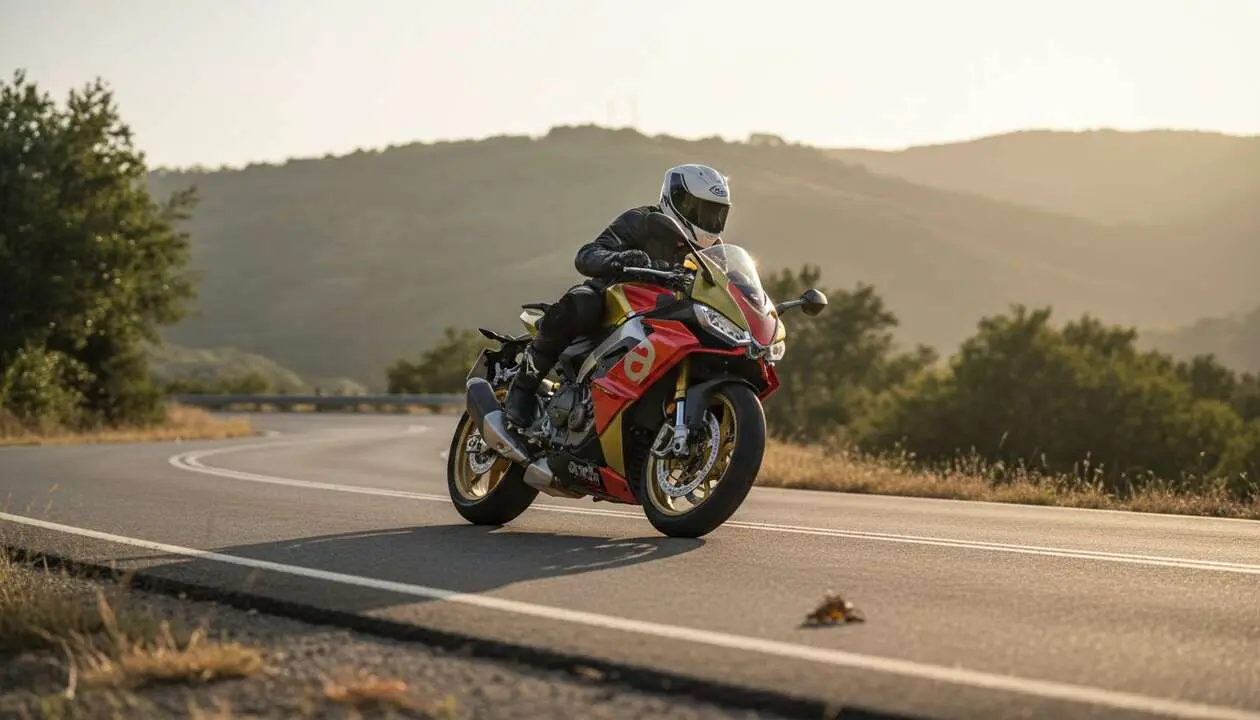  Aprilia RS 660 deportiva en acci&oacute;n sobre la carretera, la moto que est&aacute; revolucionando este a&ntilde;o las rutas &mdash; Imagen generada por IA 