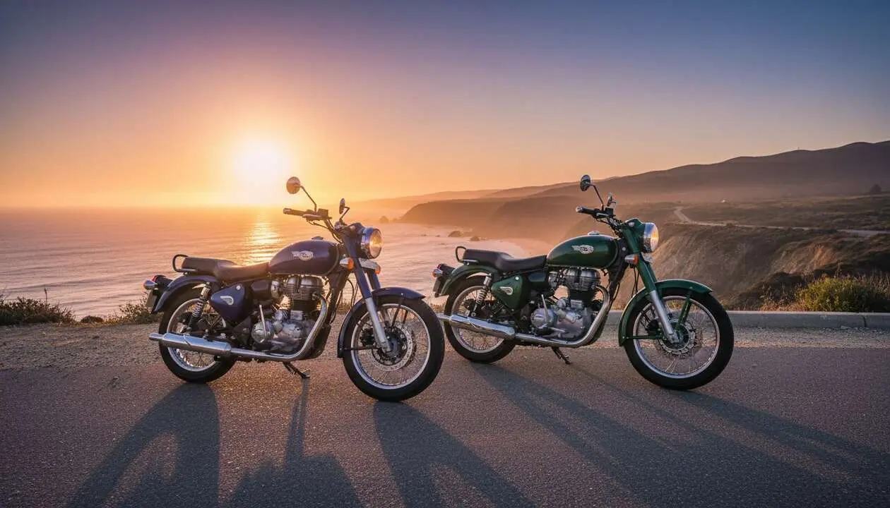  Royal Enfield Meteor 350 y Classic 350 comparadas para elegir la mejor moto seg&uacute;n tu estilo y necesidades &mdash; Imagen generada por IA 