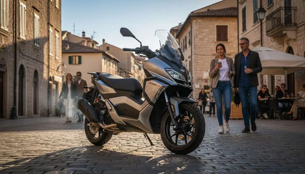  Aprilia X 250TH scooter crossover italiano que desaf&iacute;a a los modelos econ&oacute;micos y bajos costos del mercado &mdash; Imagen generada por IA 