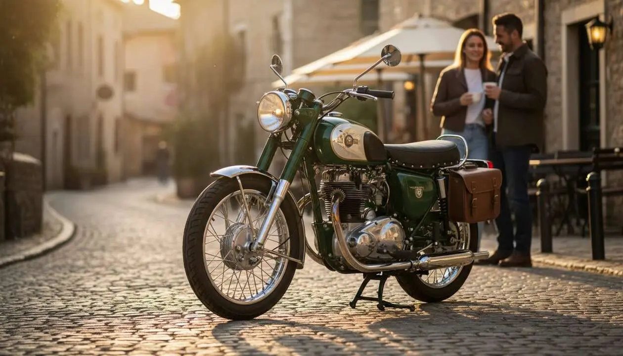  BSA Bantam 350 2026 en detalle mostrando su dise&ntilde;o retro y estilo cl&aacute;sico que conquista a los amantes de las motos vintage &mdash; Imagen generada por IA 