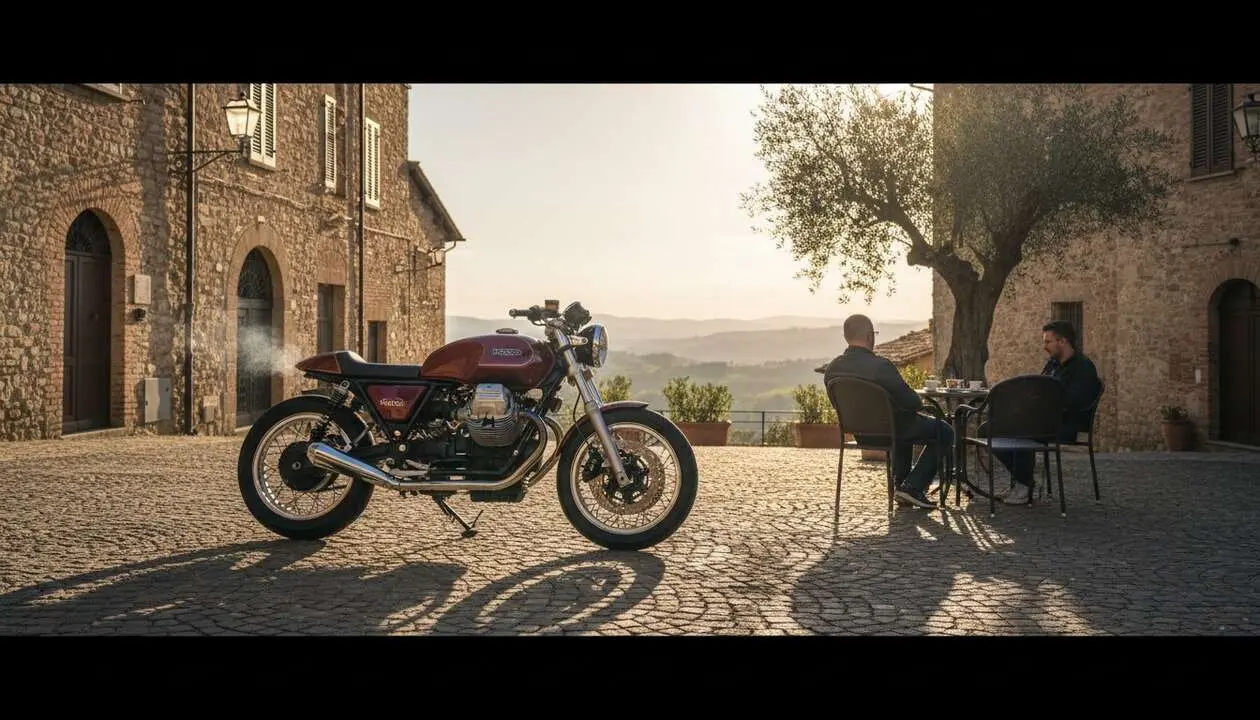  Moto Guzzi moto italiana cl&aacute;sica con dise&ntilde;o &uacute;nico que destaca frente a otras motos italianas populares &mdash; Imagen generada por IA 