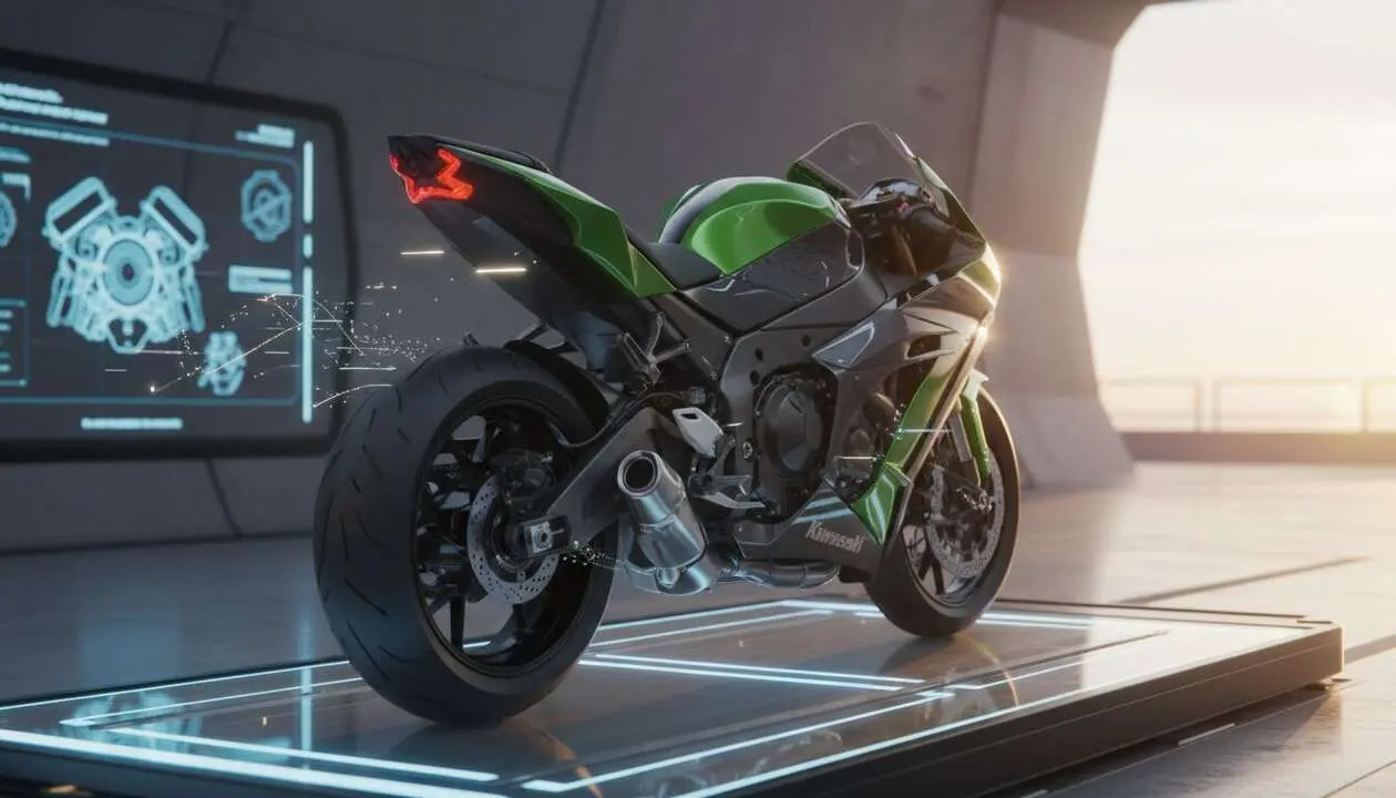  Kawasaki ZX-10R 2026 en acci&oacute;n mostrando su innovaci&oacute;n tecnol&oacute;gica y potencia sorprendentes en carretera &mdash; Imagen generada por IA 