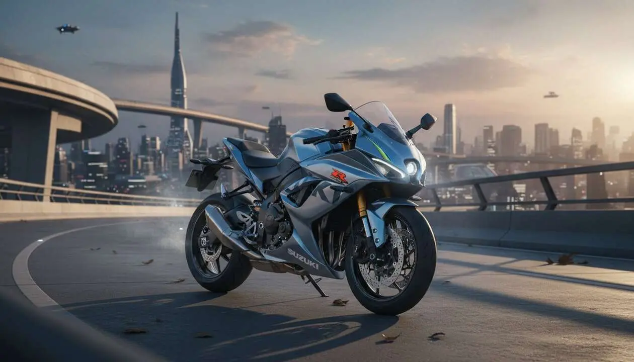  Suzuki GSX-8TT 2026 en acci&oacute;n mostrando el dise&ntilde;o innovador y tecnolog&iacute;a avanzada de motos deportivas modernas &mdash; Imagen generada por IA 