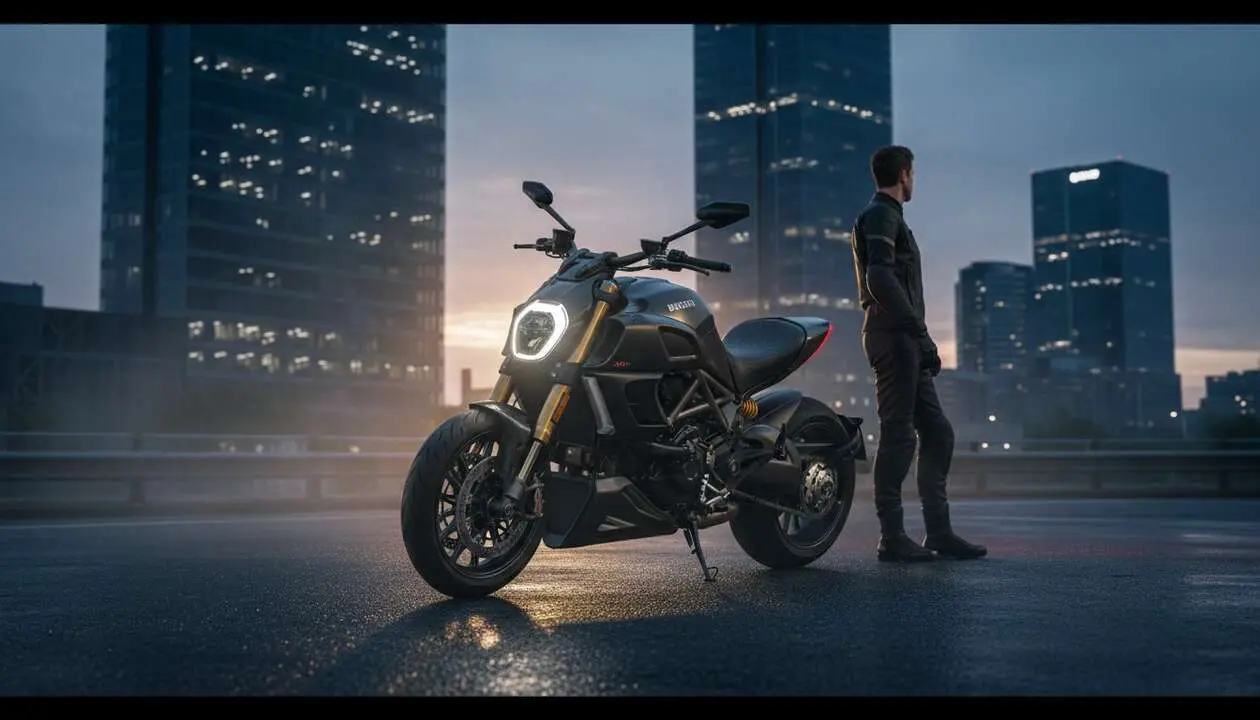  Ducati Diavel 2026 en acci&oacute;n mostrando su dise&ntilde;o innovador y potencia revolucionaria para motos deportivas modernas &mdash; Imagen generada por IA 