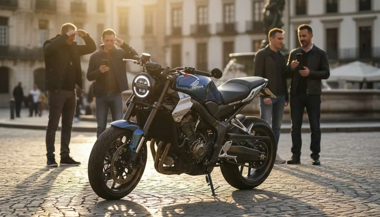  Honda CB750 Hornet en carretera mostrando su dise&ntilde;o cl&aacute;sico y su impacto en el mundo de las motos naked &mdash; Imagen generada por IA 