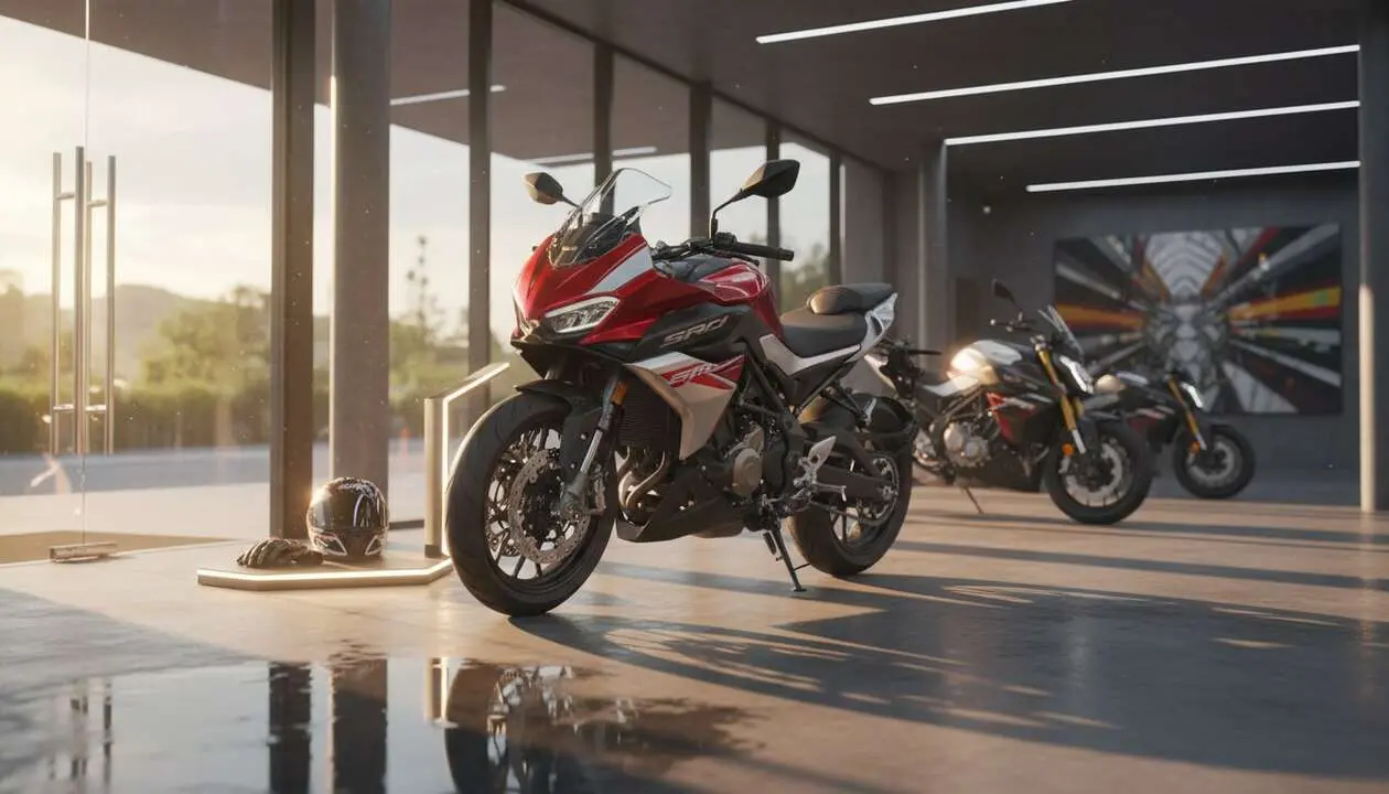  QJMOTOR SRV 600V 2026 en acci&oacute;n, la moto deportiva que revoluciona la pasi&oacute;n por la velocidad y el dise&ntilde;o &mdash; Imagen generada por IA 