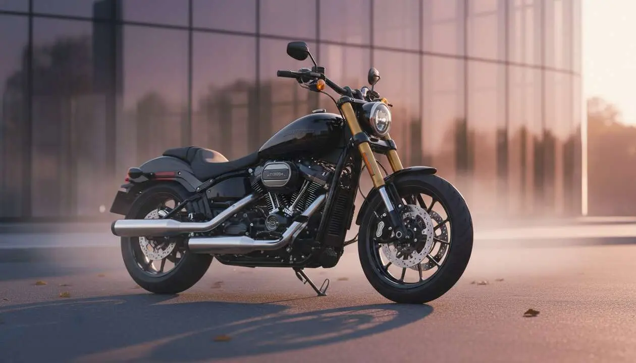  Harley Davidson Low Rider S 2026 en acci&oacute;n mostrando su dise&ntilde;o renovado y potencia legendaria sobre dos ruedas &mdash; Imagen generada por IA 