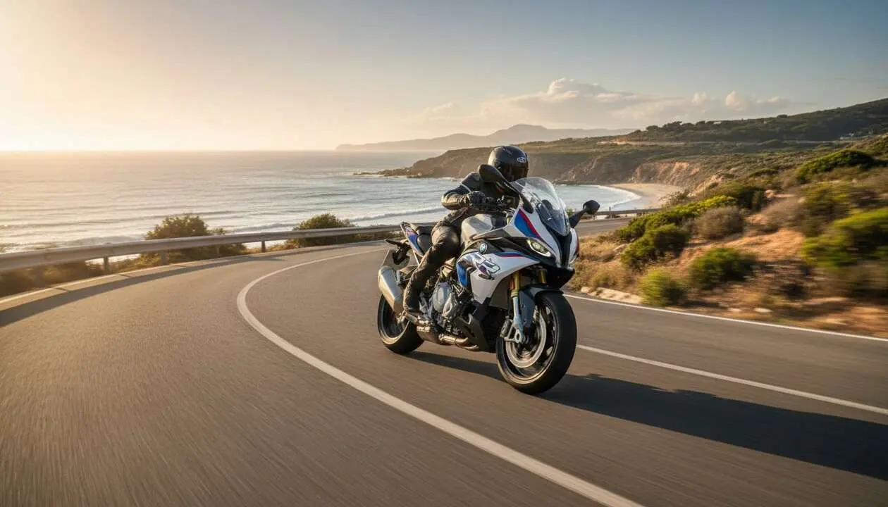  BMW R 1300 RS 2026 en carretera mostrando su dise&ntilde;o moderno y tecnolog&iacute;a avanzada para motos deportivas &mdash; Imagen generada por IA 
